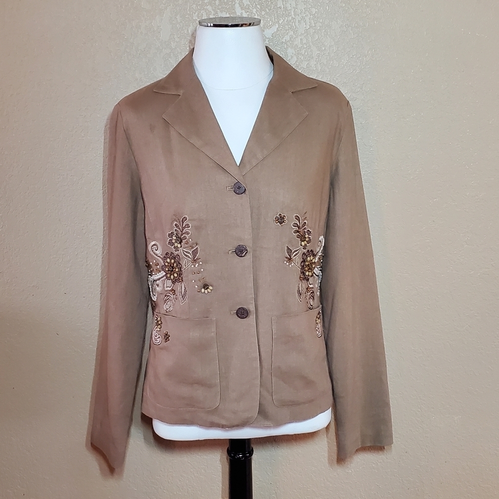 COLDWATER CREEK Brown Beaded Blazer
